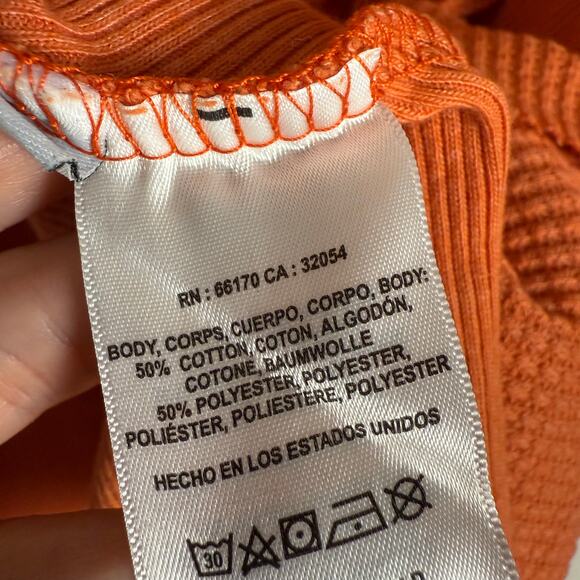 Anthropologie T.La Orange Waffle Knit Mock Neck Asymmetric Sweater M - Picture 7 of 7